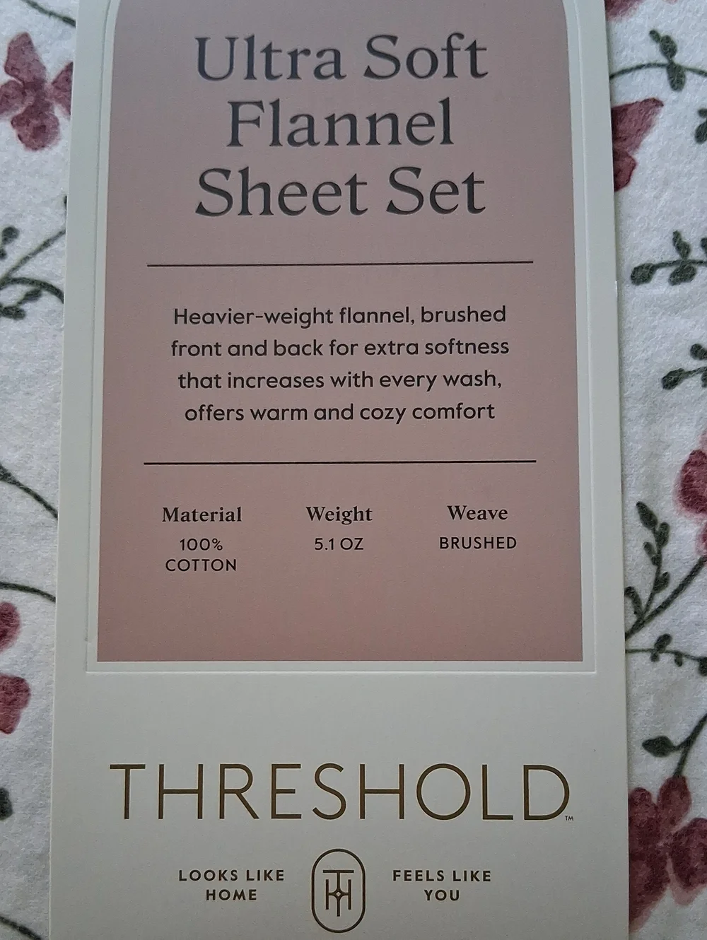 Threshold Flannel Sheet Set Twin Cotton White Pink Green Floral New